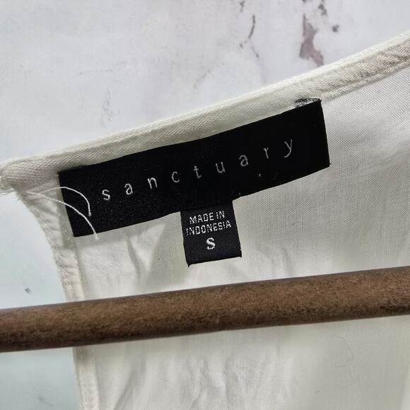 Sanctuary Dress Womens Small White Cover Up Babydoll Boho Crochet Gauze - Picture 3 of 14